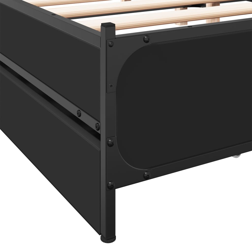 vidaXL Cama con cajones madera de ingeniería negro 120x200 cm