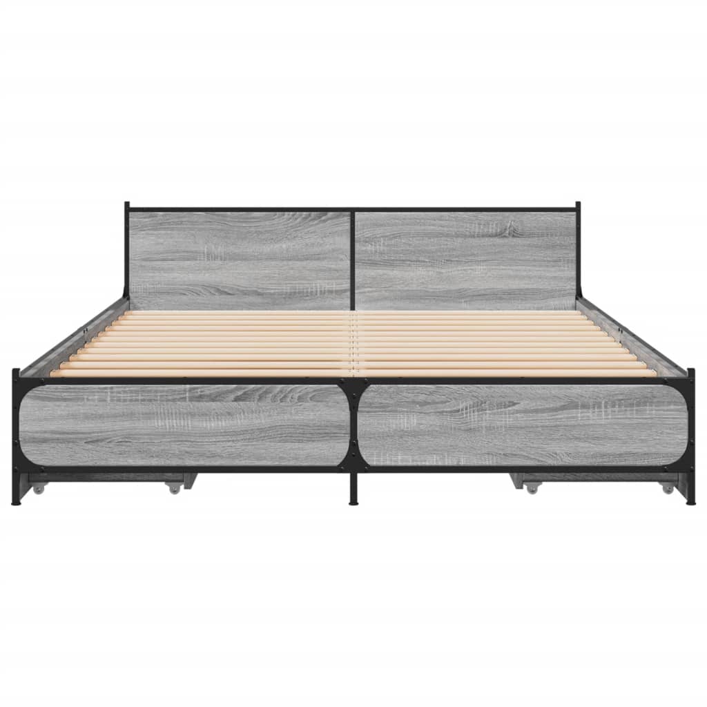 vidaXL Cama con cajones madera ingeniería gris Sonoma 120x200 cm