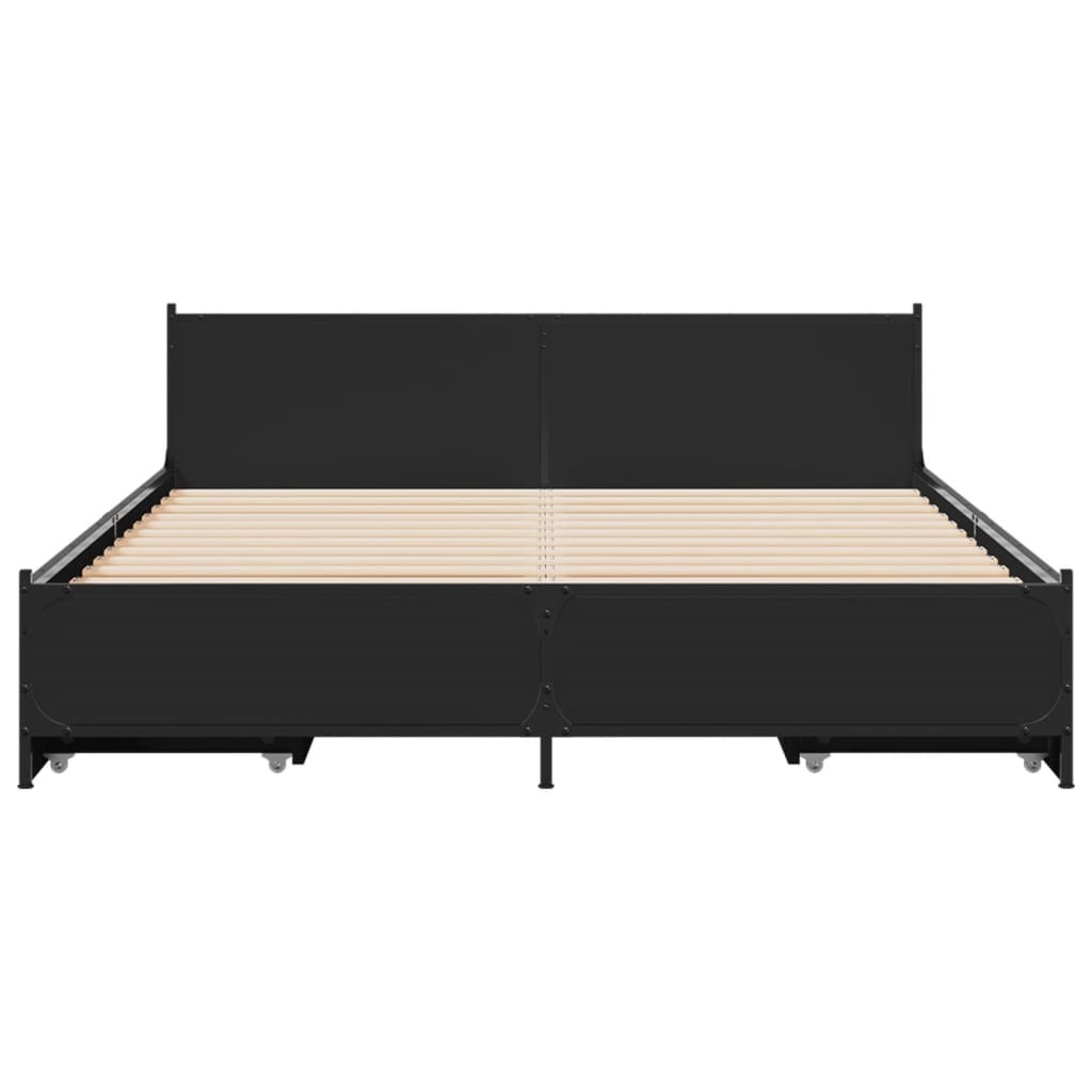 vidaXL Cama con cajones madera de ingeniería negro 120x190 cm