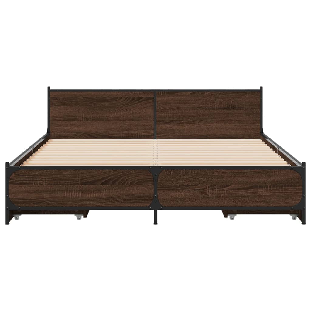 vidaXL Cama con cajones madera de ingeniería marrón roble 120x190 cm