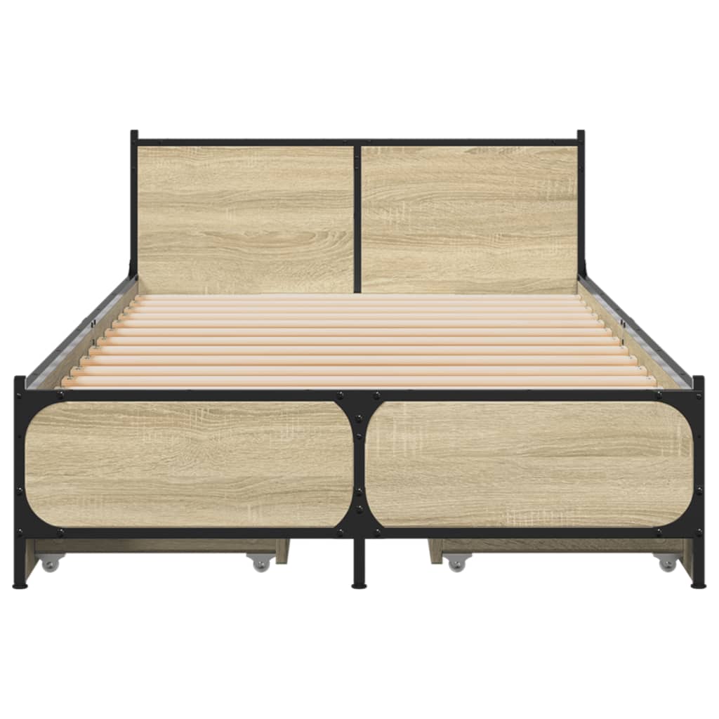 vidaXL Cama con cajones madera ingeniería roble Sonoma 100x200 cm