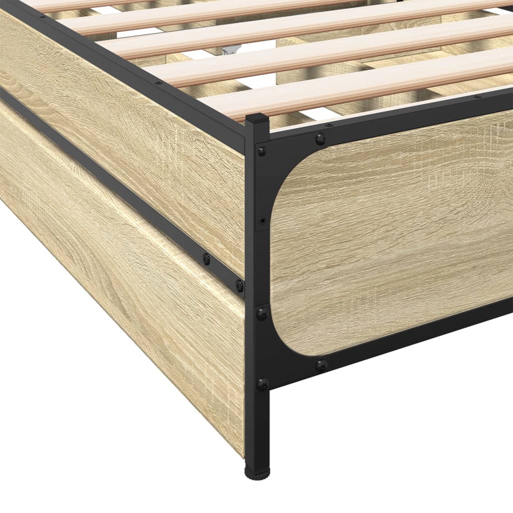 vidaXL Cama con cajones madera ingeniería roble Sonoma 100x200 cm