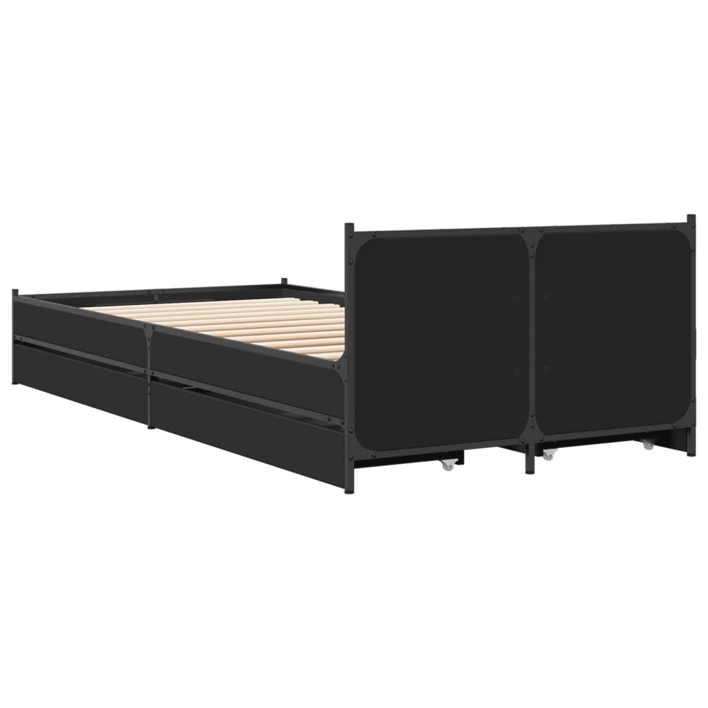 vidaXL Cama con cajones madera de ingeniería negra 90x200 cm