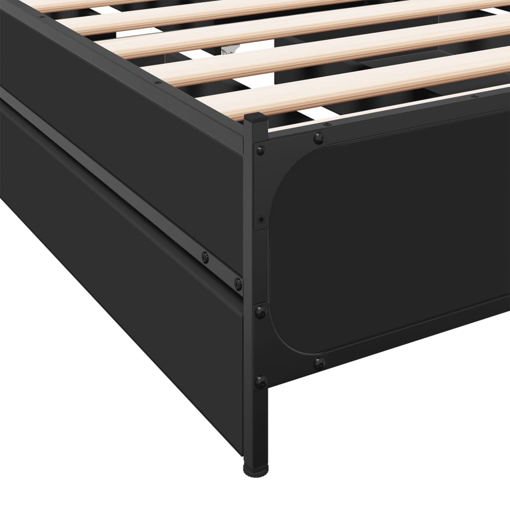 vidaXL Cama con cajones madera de ingeniería negra 90x200 cm