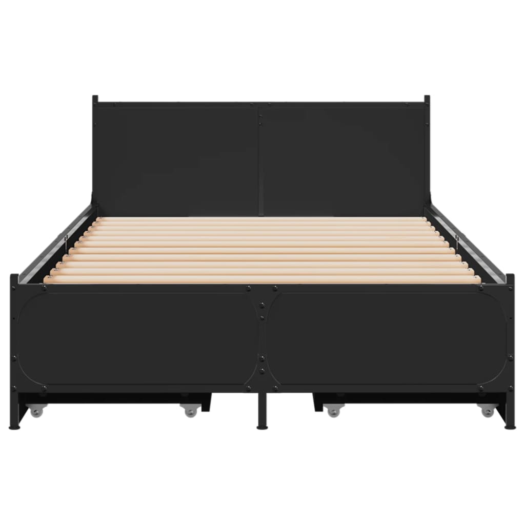 vidaXL Cama con cajones madera de ingeniería negra 75x190 cm