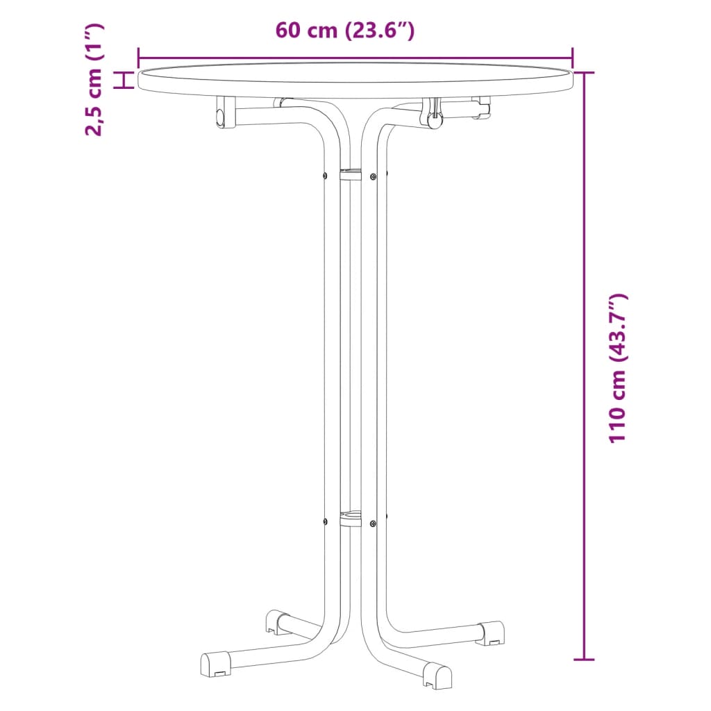 vidaXL Mesa alta de comedor madera ingeniería y acero negro Ø60x110 cm