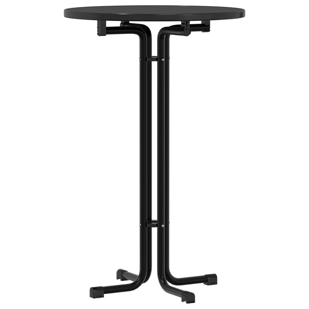 vidaXL Mesa alta de comedor madera ingeniería y acero negro Ø70x110 cm