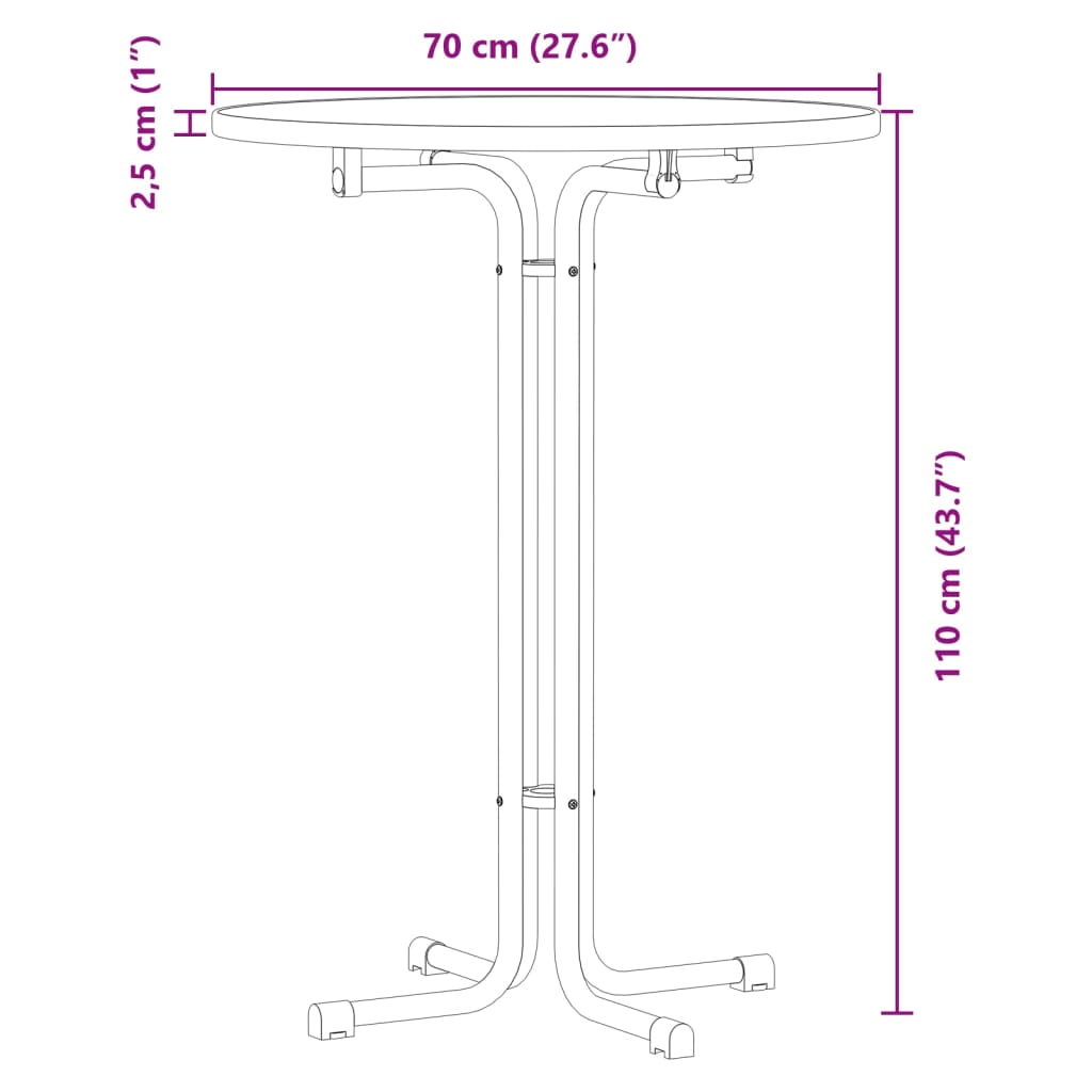 vidaXL Mesa alta de comedor madera ingeniería y acero negro Ø70x110 cm