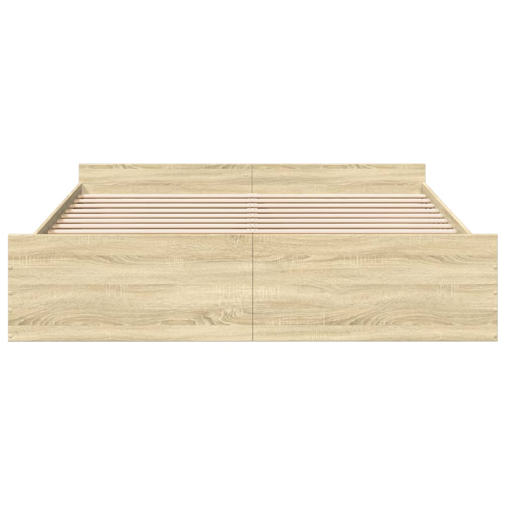 vidaXL Cama con cajones madera ingeniería roble Sonoma 180x200 cm