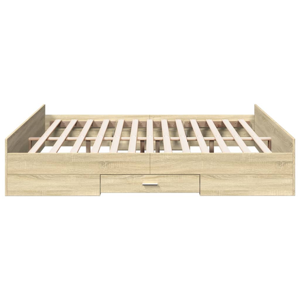 vidaXL Cama con cajones madera ingeniería roble Sonoma 180x200 cm