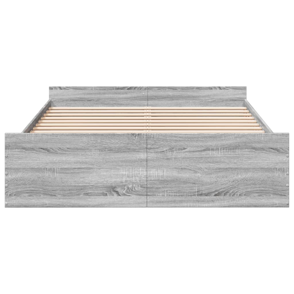 vidaXL Cama con cajones madera ingeniería gris Sonoma 160x200 cm