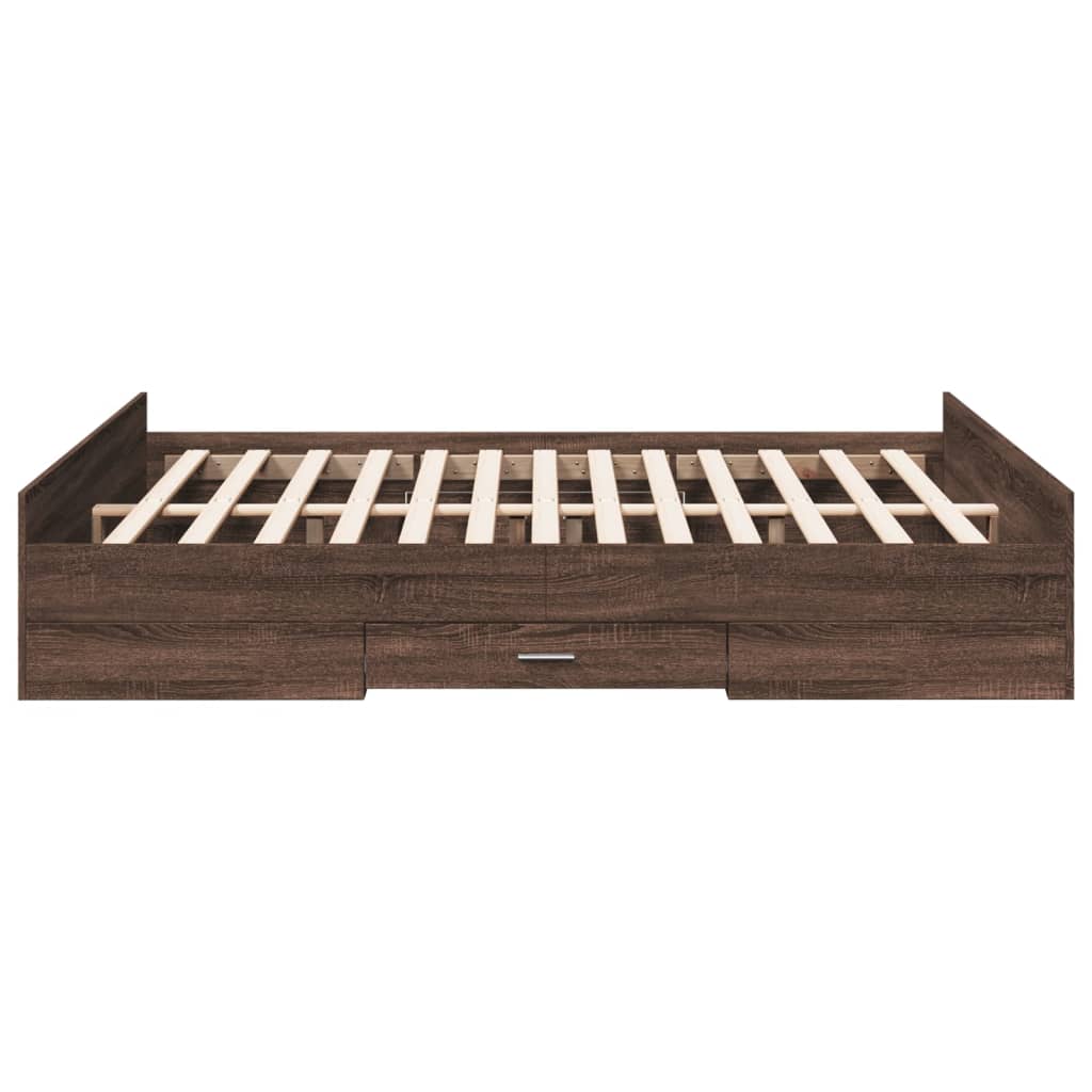 vidaXL Cama con cajones madera de ingeniería marrón roble 150x200 cm