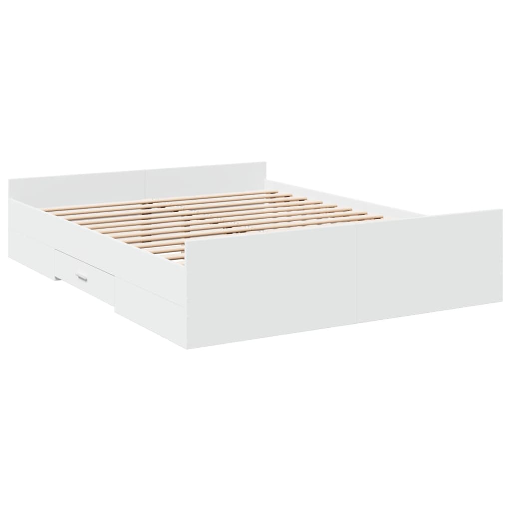 vidaXL Cama con cajones madera de ingeniería blanco 140x200 cm