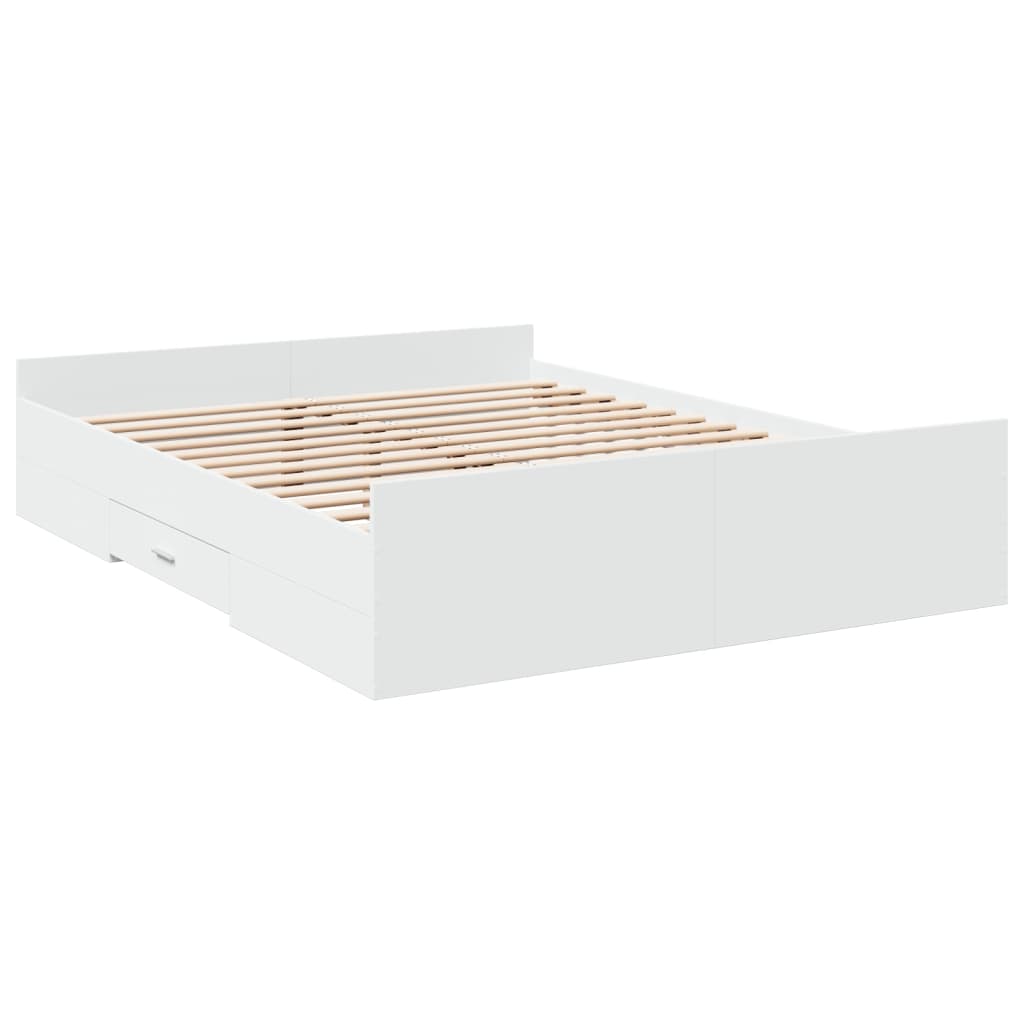 vidaXL Cama con cajones madera de ingeniería blanco 140x200 cm