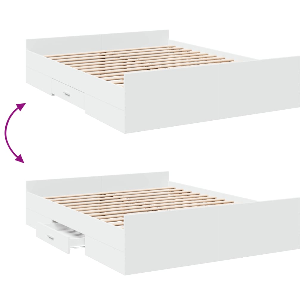 vidaXL Cama con cajones madera de ingeniería blanco 140x200 cm