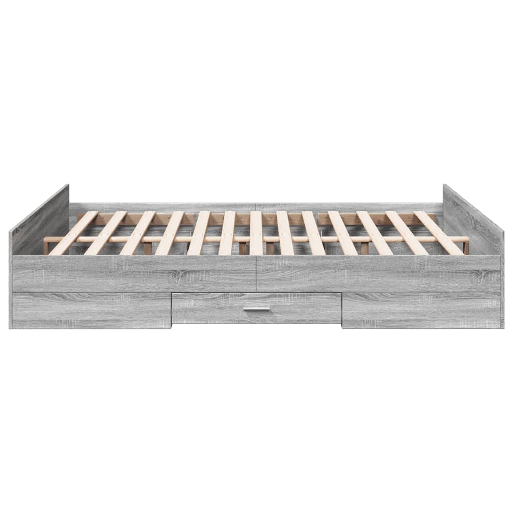 vidaXL Cama con cajones madera ingeniería gris Sonoma 140x200 cm