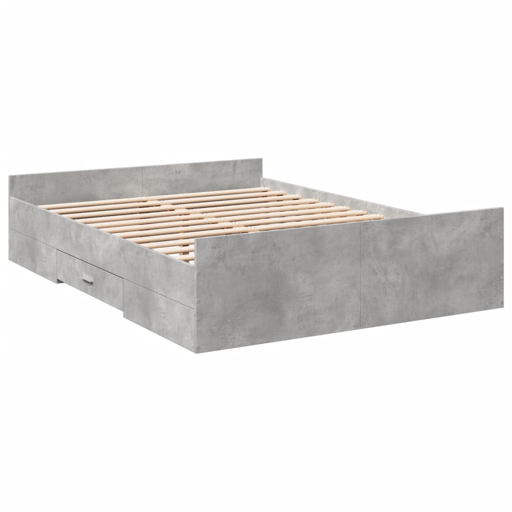 vidaXL Cama con cajones madera ingeniería gris hormigón 120x200 cm