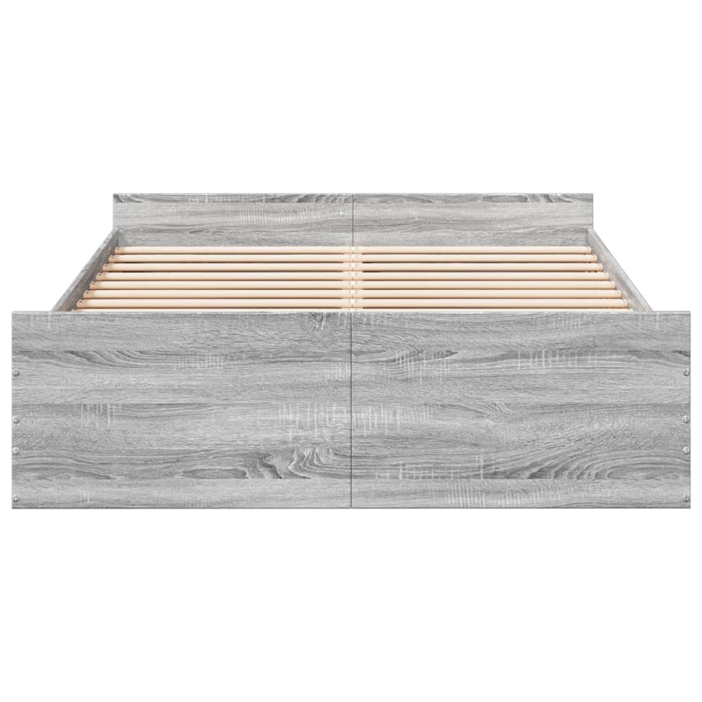 vidaXL Cama con cajones madera ingeniería gris Sonoma 140x190 cm