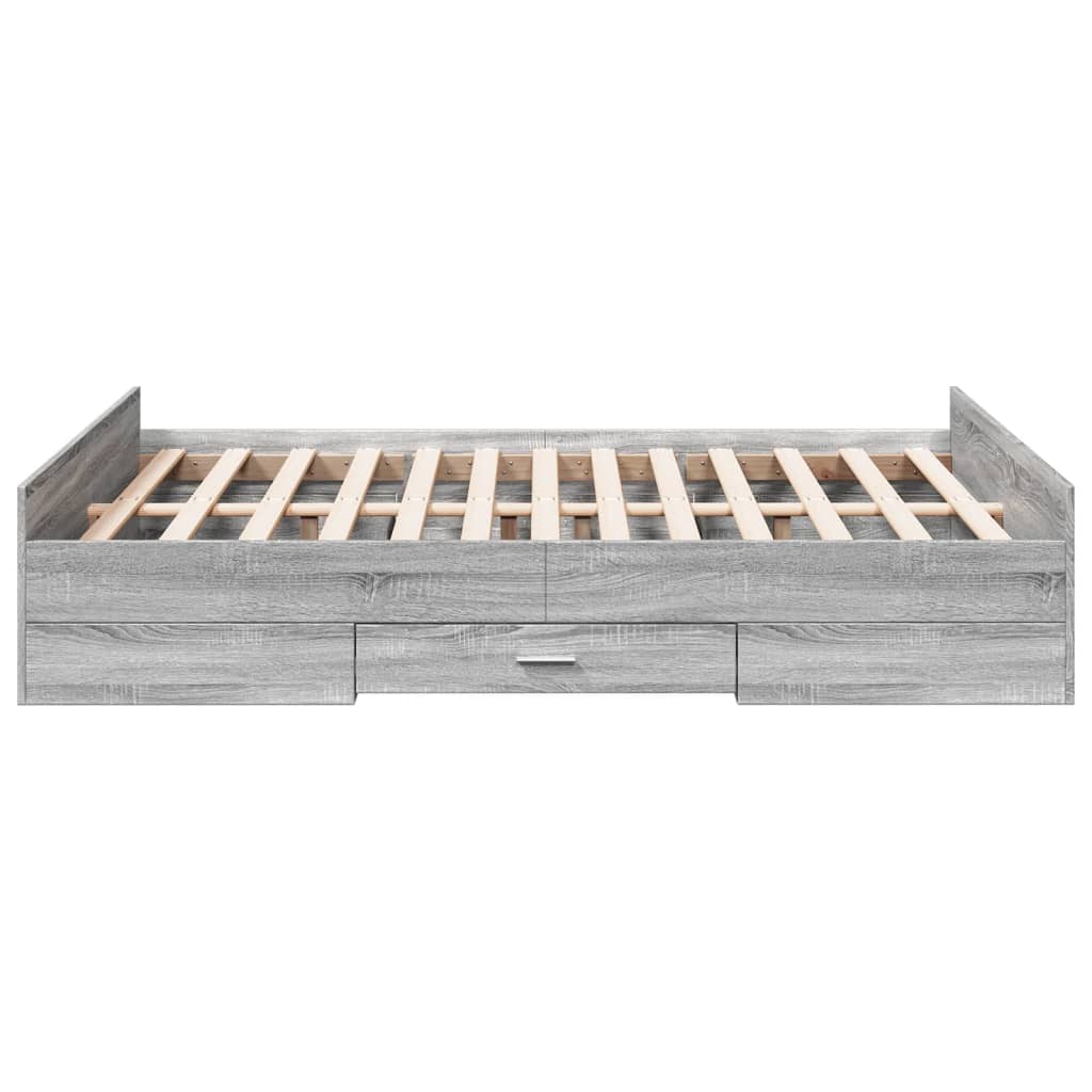 vidaXL Cama con cajones madera ingeniería gris Sonoma 140x190 cm