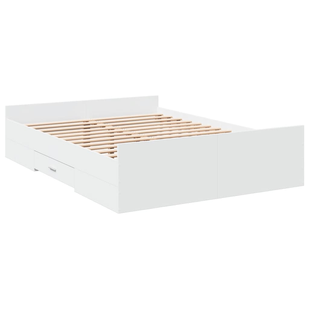 vidaXL Cama con cajones madera de ingeniería blanco 135x190 cm