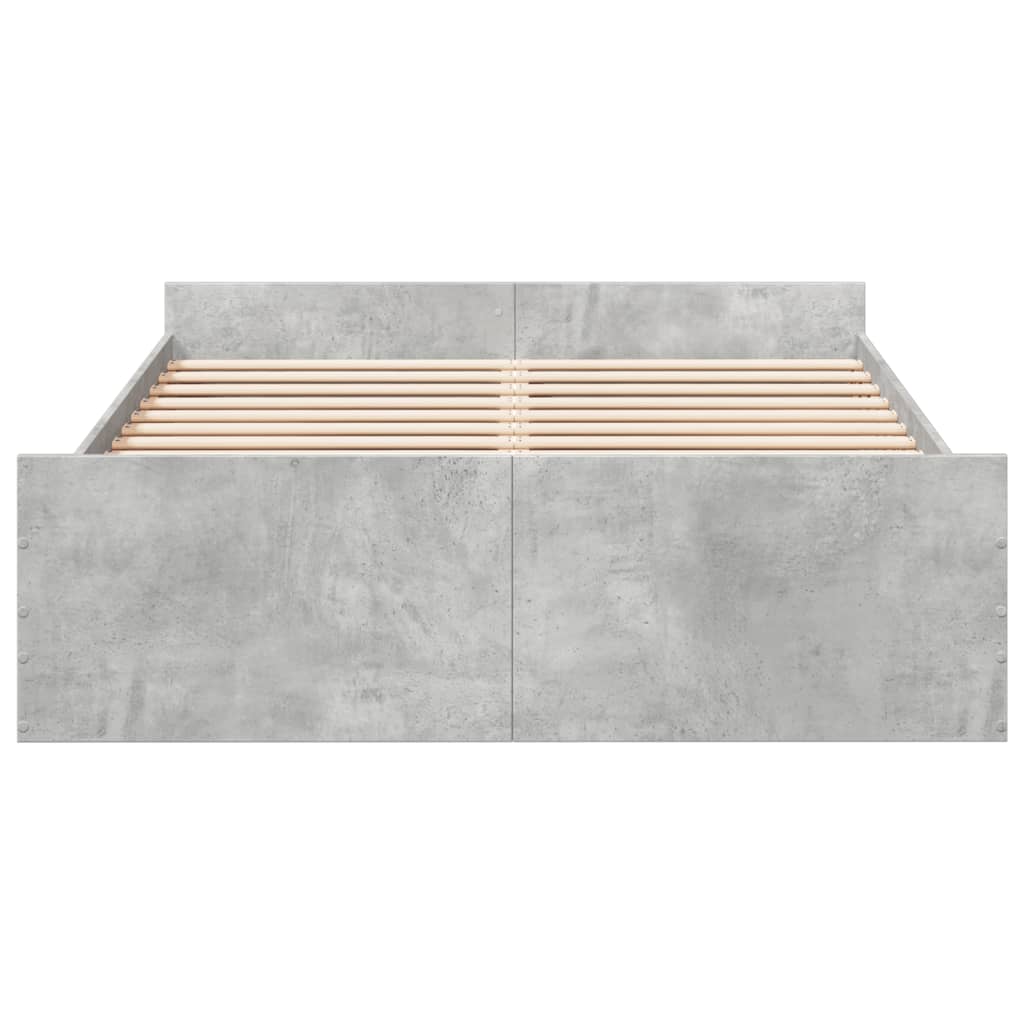 vidaXL Cama con cajones madera ingeniería gris hormigón 135x190 cm