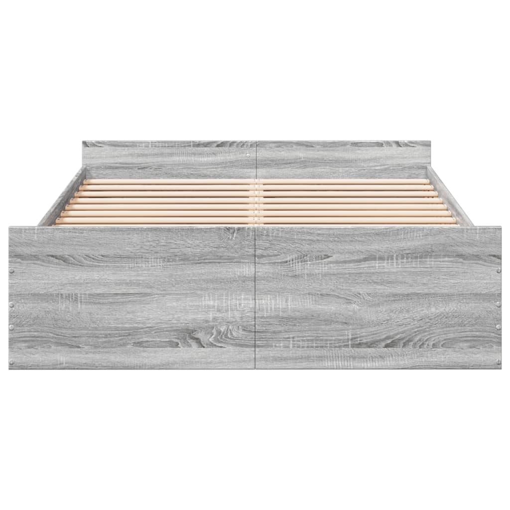 vidaXL Cama con cajones madera de ingeniería gris Sonoma 135x190 cm