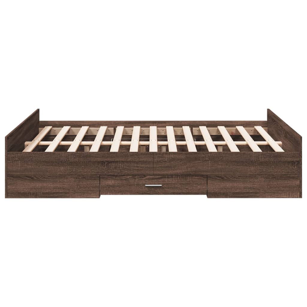 vidaXL Cama con cajones madera de ingeniería marrón roble 120x190 cm