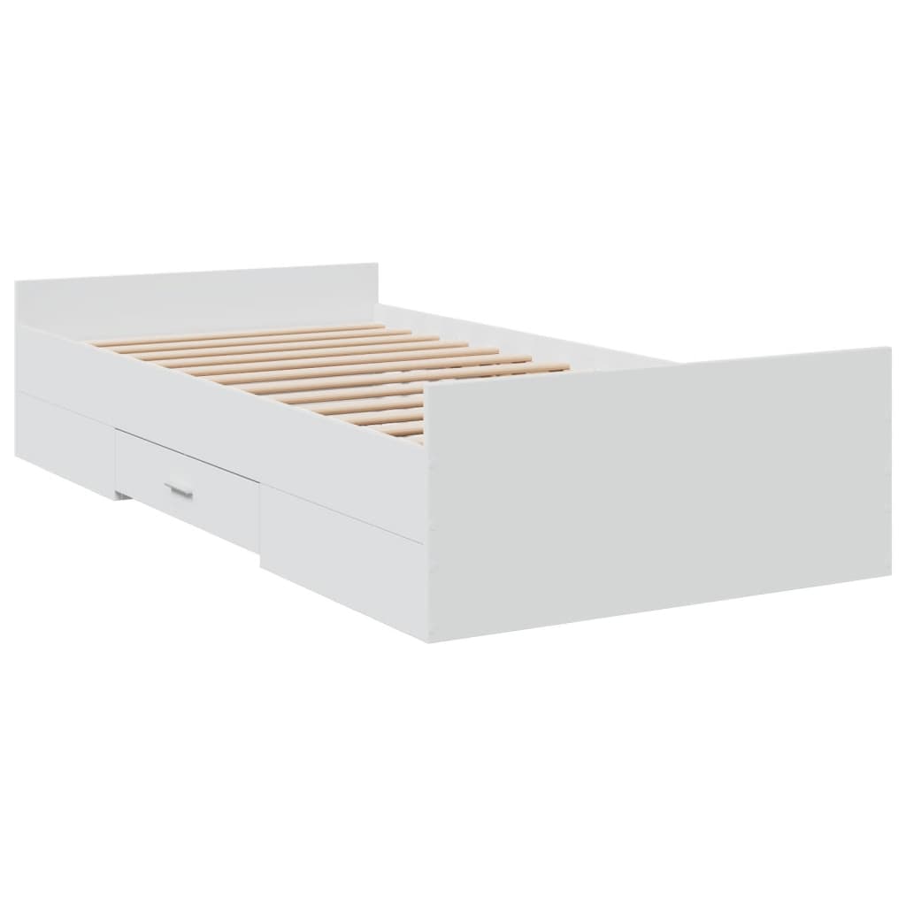 vidaXL Cama con cajones madera de ingeniería blanco 100x200 cm