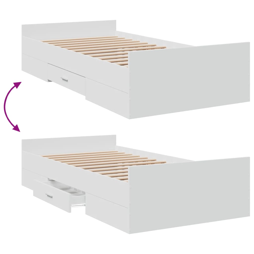 vidaXL Cama con cajones madera de ingeniería blanco 100x200 cm