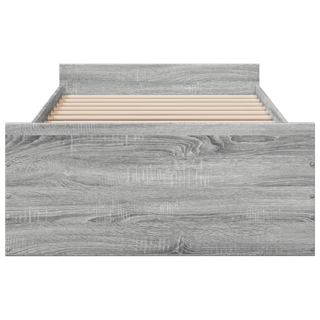 vidaXL Cama con cajones madera ingeniería gris Sonoma 100x200 cm