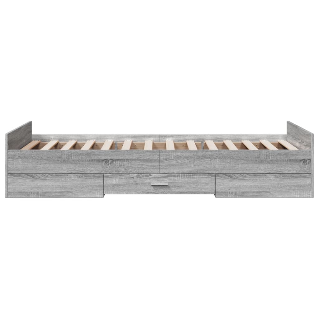 vidaXL Cama con cajones madera ingeniería gris Sonoma 100x200 cm