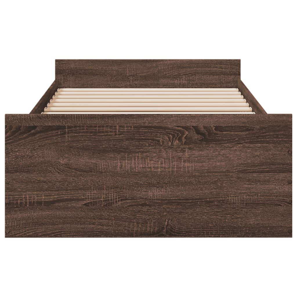 vidaXL Cama con cajones madera de ingeniería marrón roble 100x200 cm