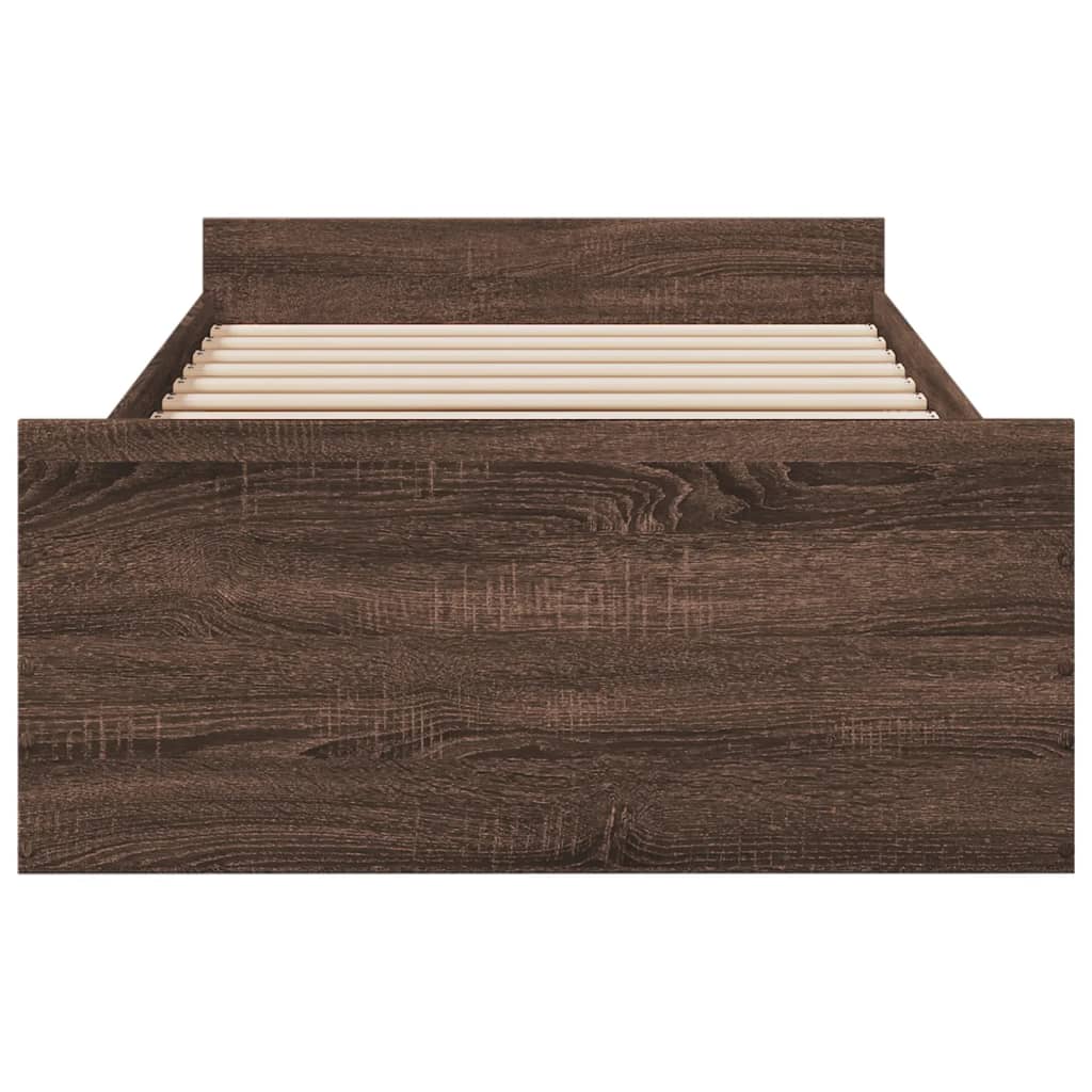 vidaXL Cama con cajones madera de ingeniería marrón roble 90x190 cm