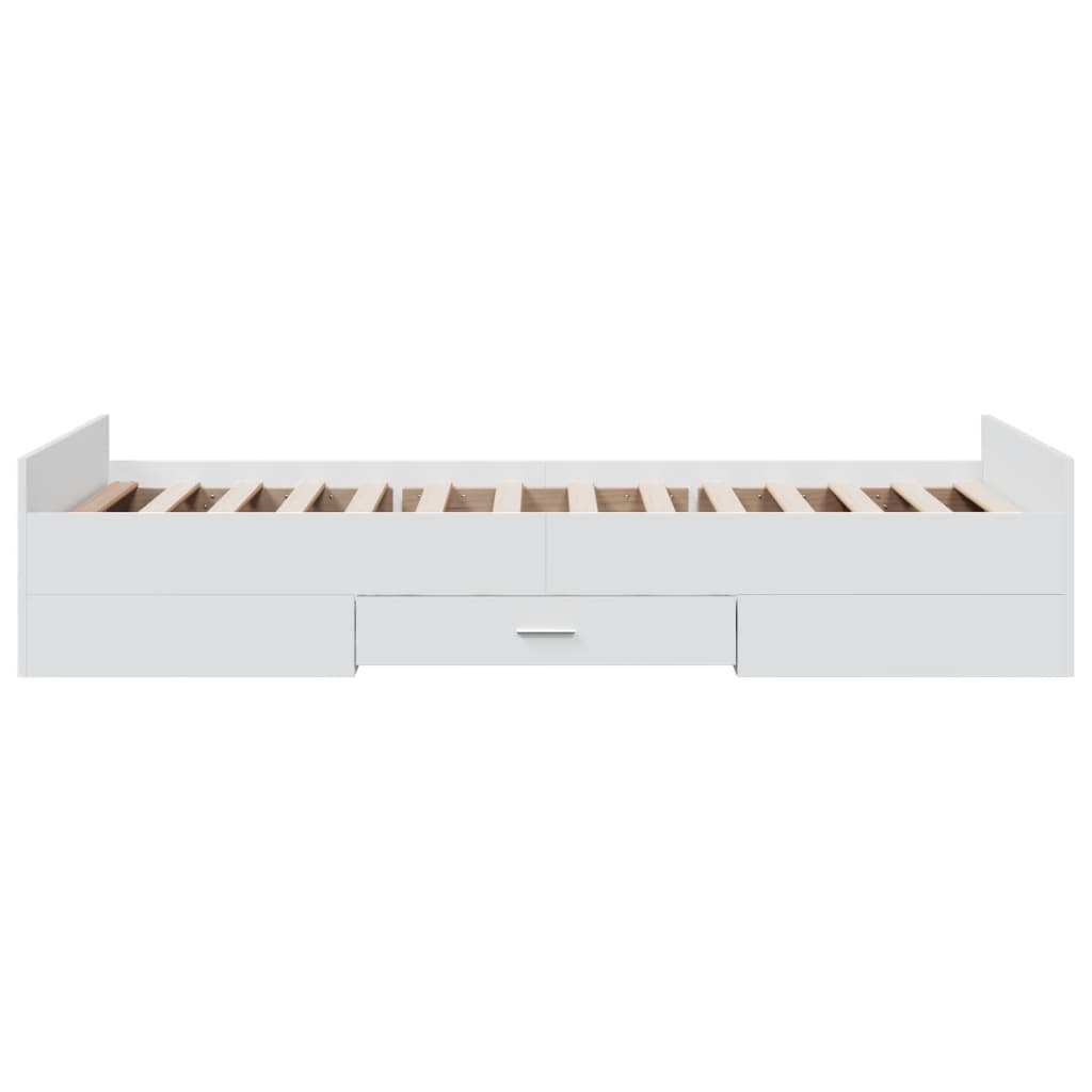 vidaXL Cama con cajones madera de ingeniería blanca 75x190 cm