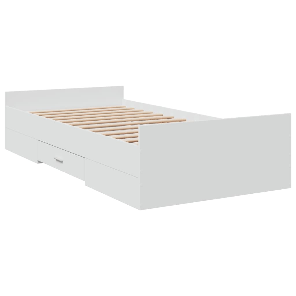 vidaXL Cama con cajones madera de ingeniería blanca 75x190 cm