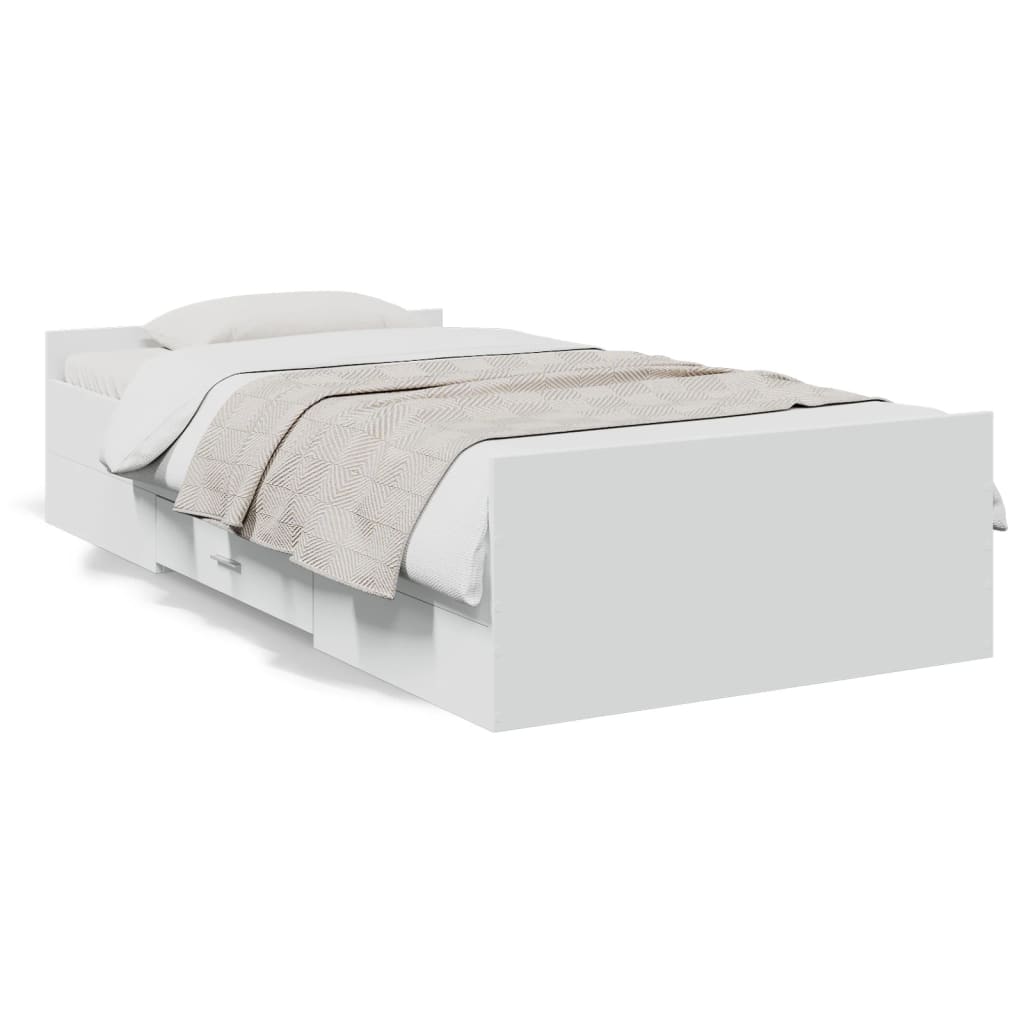 vidaXL Cama con cajones madera de ingeniería blanca 75x190 cm