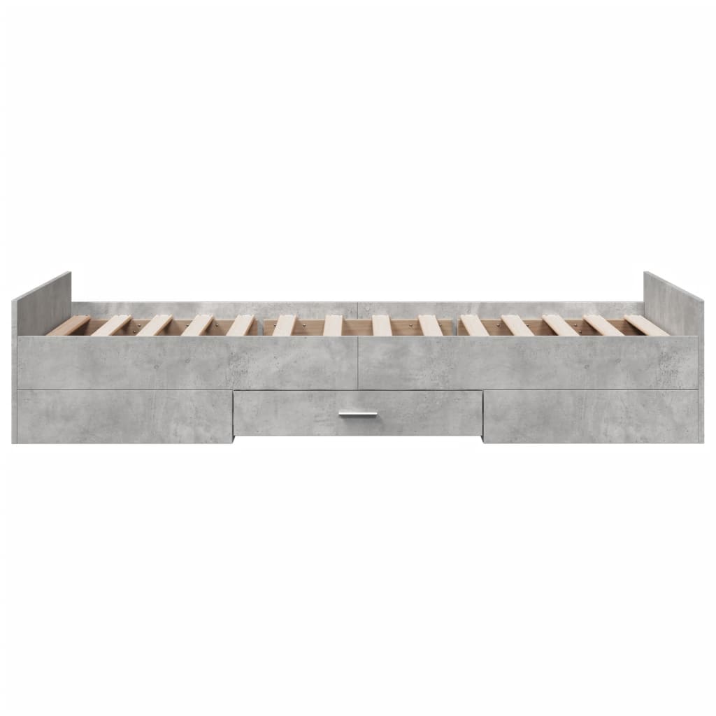 vidaXL Cama con cajones madera de ingeniería gris hormigón 75x190 cm