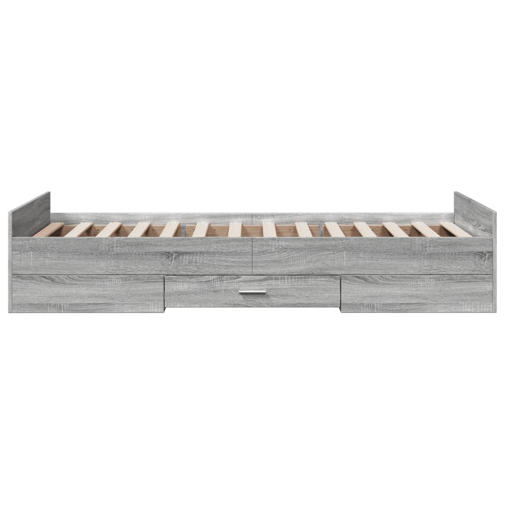 vidaXL Cama con cajones madera de ingeniería gris Sonoma 75x190 cm