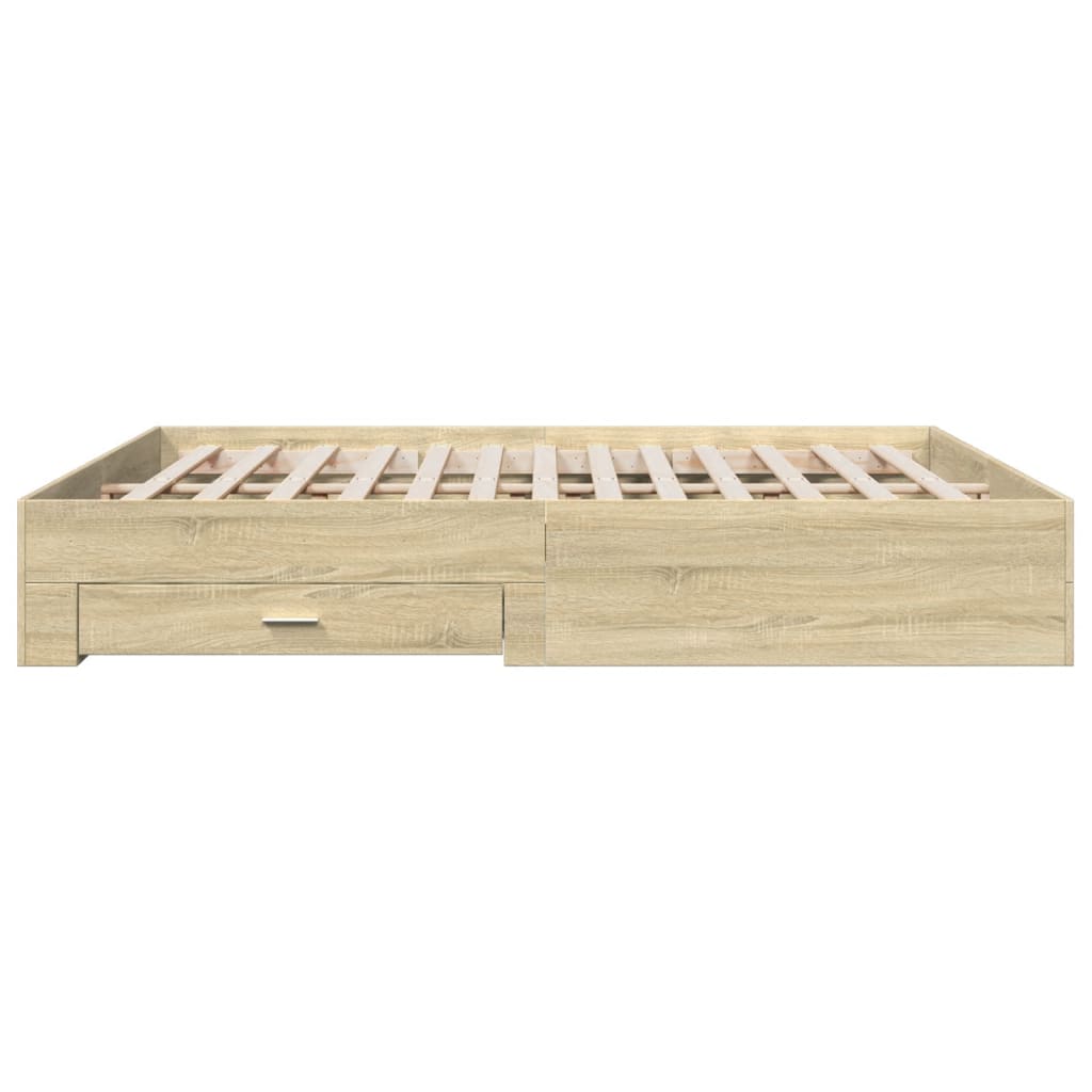 vidaXL Cama con cajones madera ingeniería roble Sonoma 180x200 cm