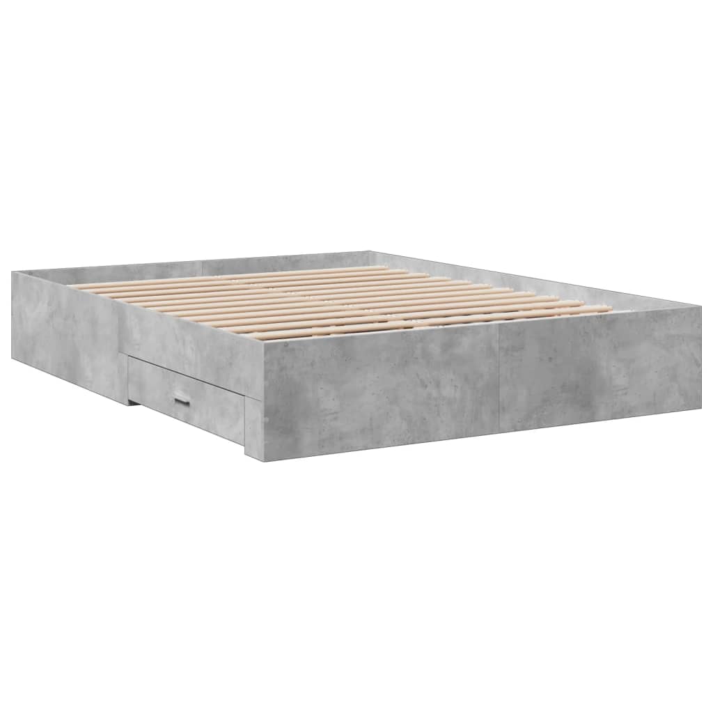 vidaXL Cama con cajones madera ingeniería gris hormigón 160x200 cm