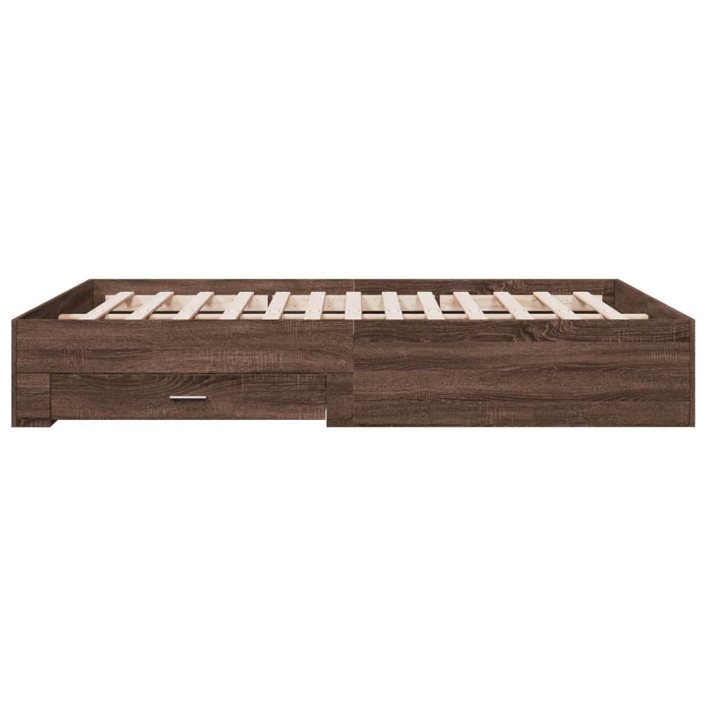 vidaXL Cama con cajones madera ingeniería marrón roble 160x200 cm