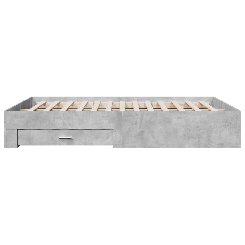 vidaXL Cama con cajones madera ingeniería gris hormigón 150x200 cm