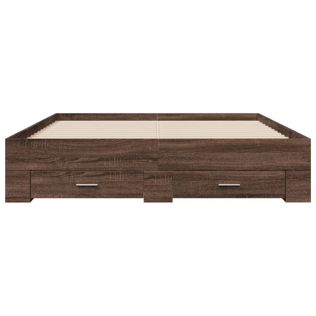 vidaXL Cama con cajones madera de ingeniería marrón roble 150x200 cm