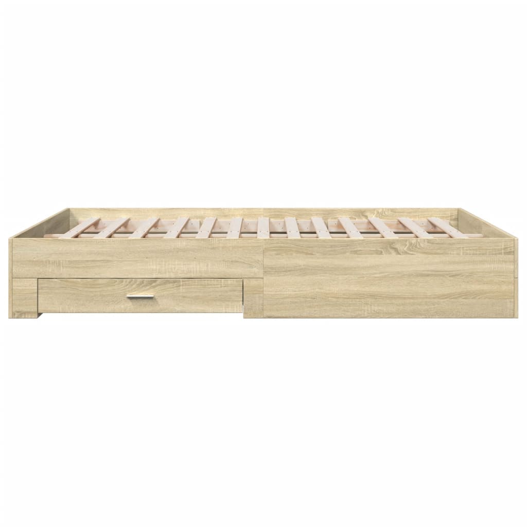 vidaXL Cama con cajones madera ingeniería roble Sonoma 140x200 cm