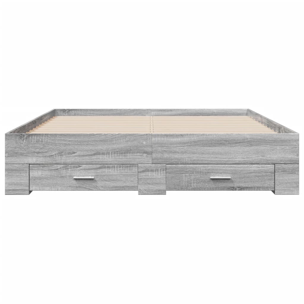 vidaXL Cama con cajones madera ingeniería gris Sonoma 140x200 cm