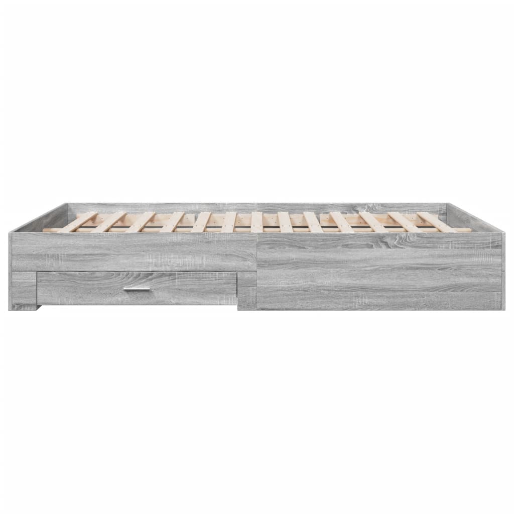 vidaXL Cama con cajones madera ingeniería gris Sonoma 140x200 cm