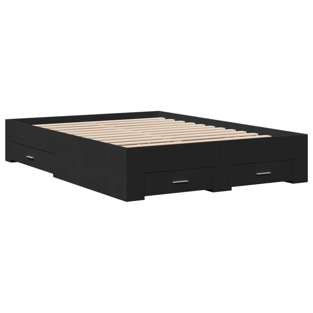 vidaXL Cama con cajones madera de ingeniería negro 120x200 cm