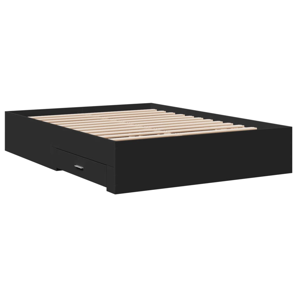 vidaXL Cama con cajones madera de ingeniería negro 120x200 cm