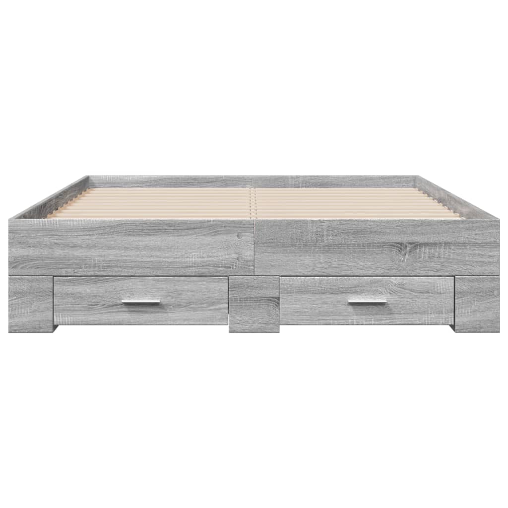 vidaXL Cama con cajones madera ingeniería gris Sonoma 120x200 cm