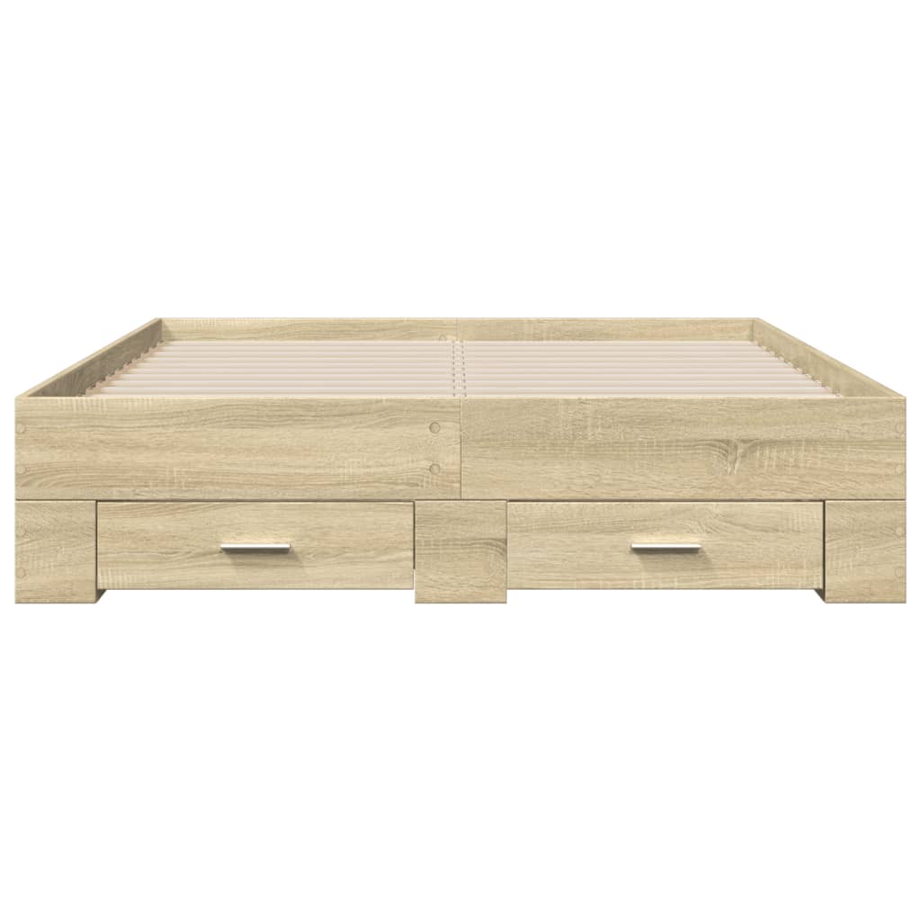 vidaXL Cama con cajones madera ingeniería roble Sonoma 140x190 cm